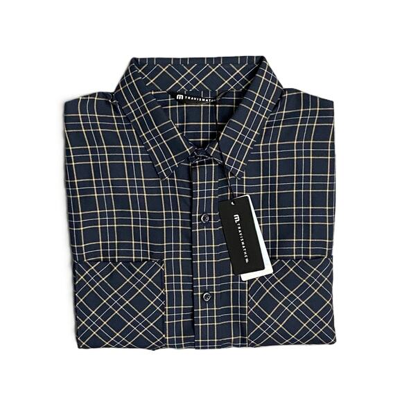 Travis Mathew Men's Small Cloud Collection Flannel Plaid Shirt Black NEW